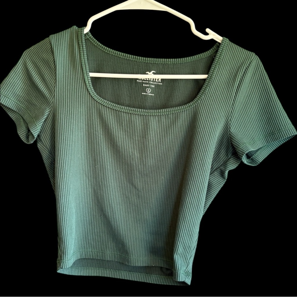 Hollister Green Fitted Crop T-Shirt